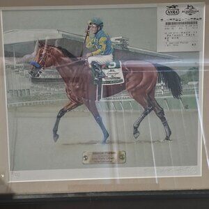 American Pharoah Giclee Art Print w/$2 win ticket from 2015 Belmont Stakes